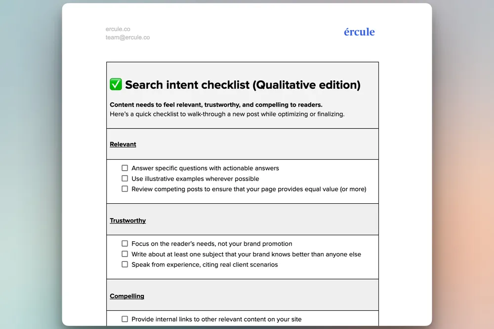Search intent checklist hero image