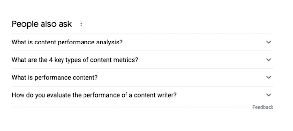 "People also ask" field at the bottom of a search engine results page